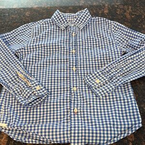 J Crew Crewcuts Blue and White Gingham Button-Up Shirt